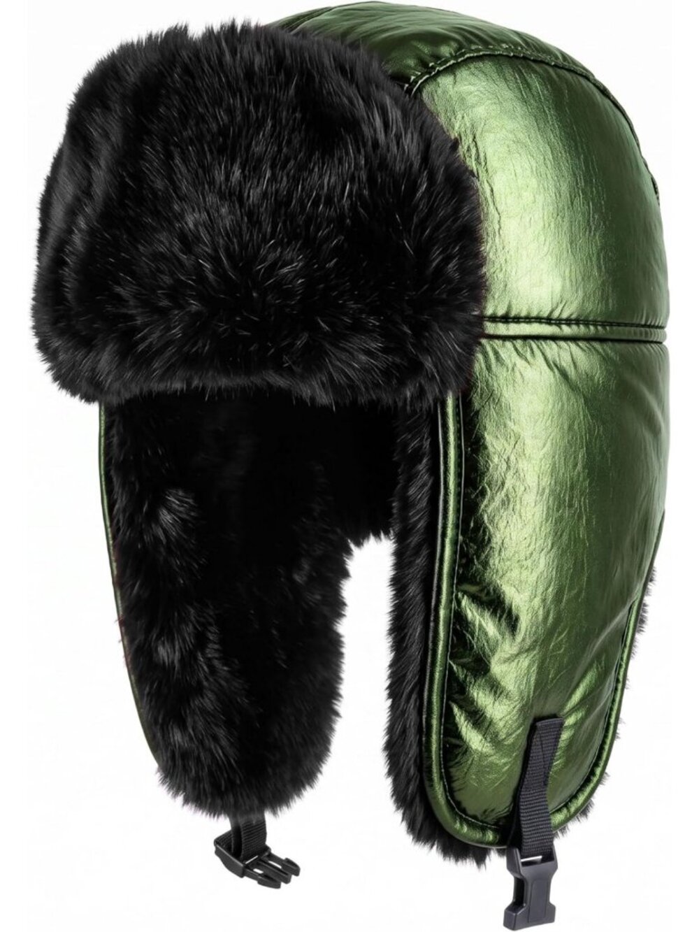 Cozy Metallic Winter Aviator Trapper Hat with Faux Fur Ear Flaps for Cold